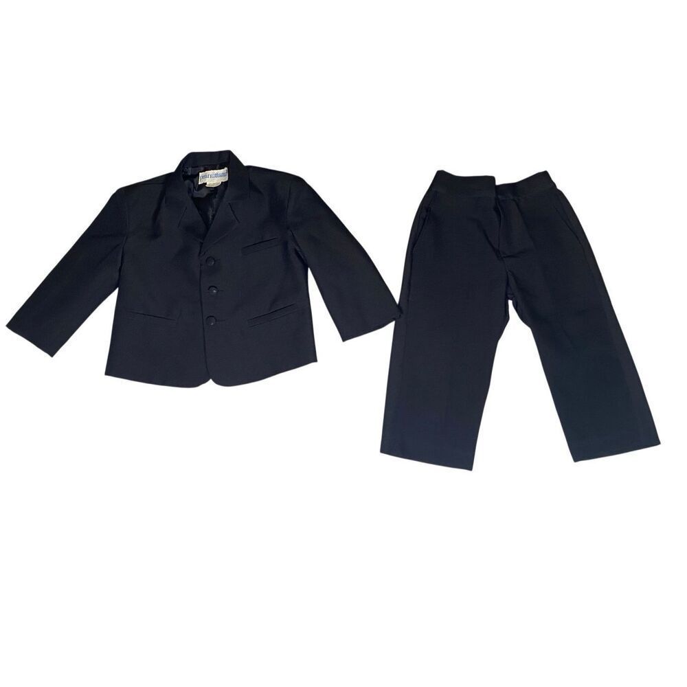 Peanut Butter Collection Boys Black Formal Suit Set Jacket Pants Size 1 and 2
